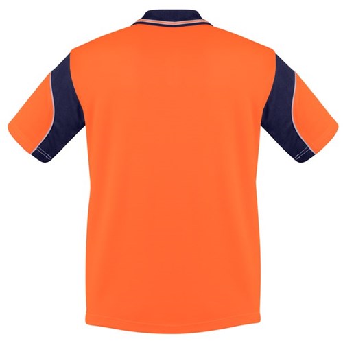 NRC Syzmik Aztec Mens Hi Vis Short Sleeve Polo Orange/Navy