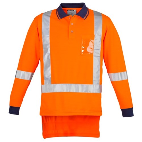 NRC Syzmik TTMC-W23 Mens Long Sleeve Polo Orange/Navy