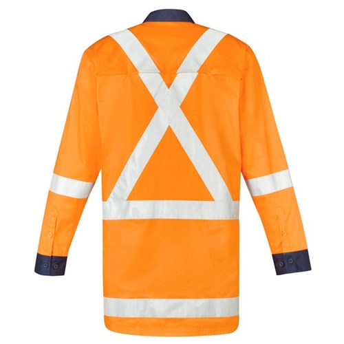 NRC Syzmik TTMC-W23 Mens X Back Work Shirt Orange/Navy