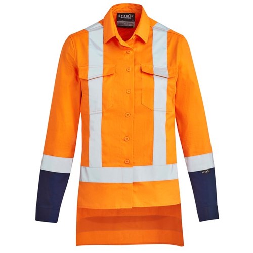 NRC Syzmik TTMC-W23 Womens Drill Work Shirt Orange/Navy