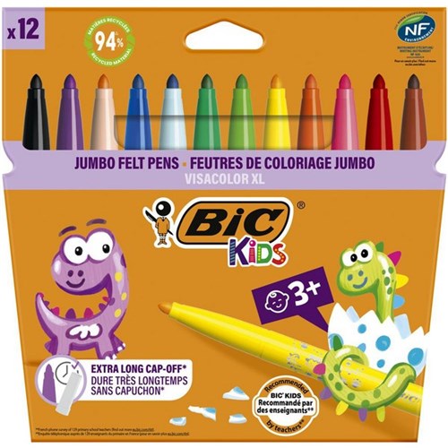 BIC Kids Visacolor XL Felt Pens, Pack of 12