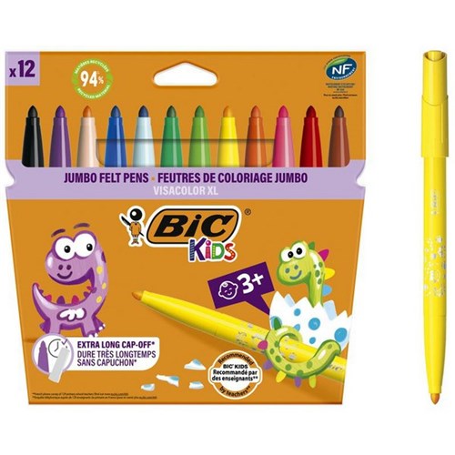 BIC Kids Visacolor XL Felt Pens, Pack of 12