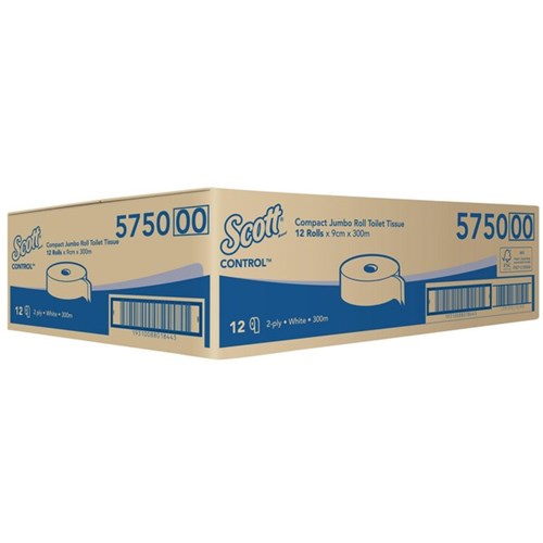 Scott Toilet Tissue Jumbo Roll 5750 2 Ply, Carton of 12