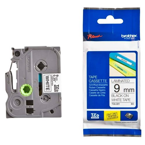 Brother Labelling Tape Cassette TZe-221 9mm x 8m Black on White