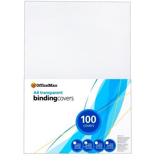 Officemax Transparent Binding Cover 200 Micron A4 Clear, Pack of 100