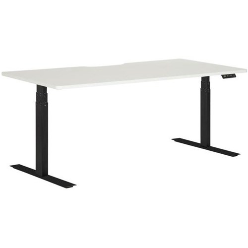 Amplify Rapid Assembly Electric Height Adjustable Desk Dual Motor Scallop Top 1800x800mm White/Black
