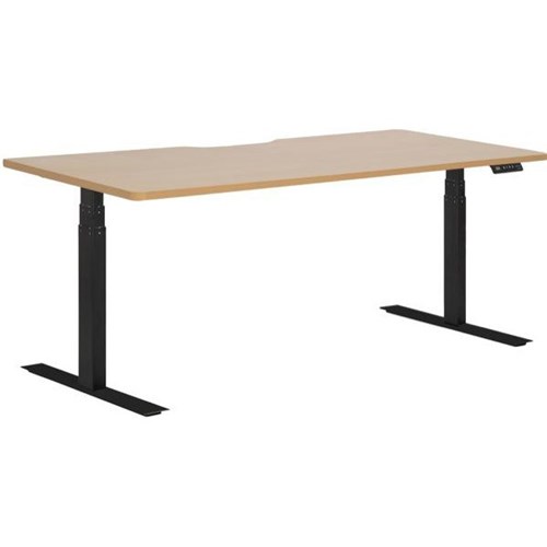 Amplify Rapid Assembly Electric Height Adjustable Desk Dual Motor Scallop Top 1800x800mm Beech/Black