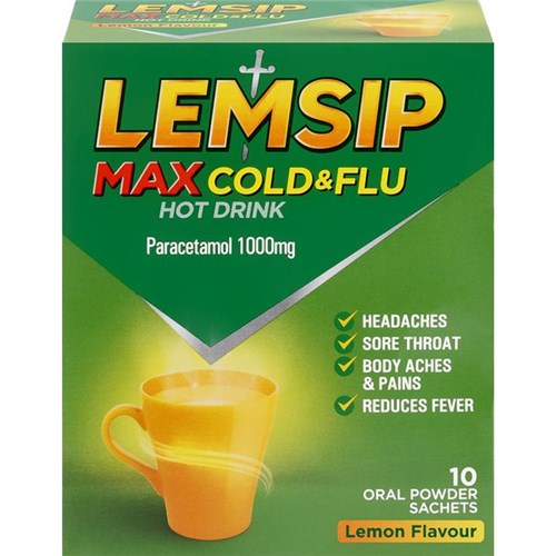 Lemsip Max Cough & Flu Sachet Lemon, Pack of 10