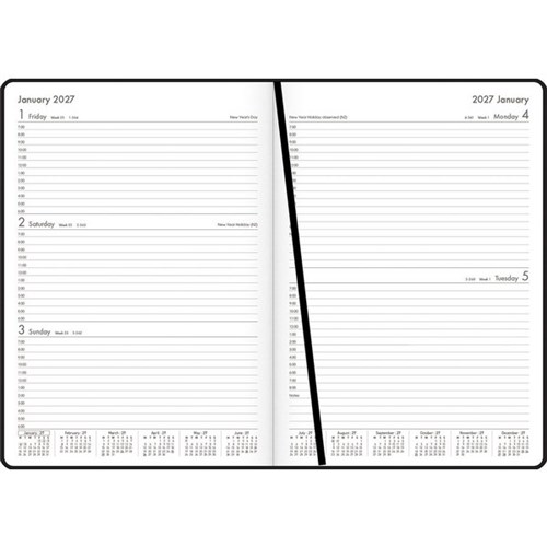 OfficeMax A42 1 Hour Appointment Diary A4 2 Days To A Page 2027 Black