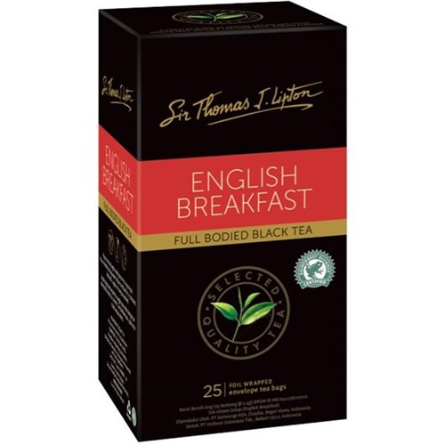 Sir Thomas Lipton English Breakfast Enveloped Tea Bags, Box of 25