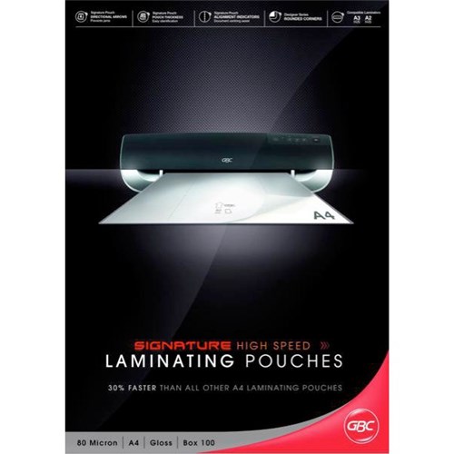 GBC A4 High Speed Laminating Pouches 80 Micron, Pack of 100