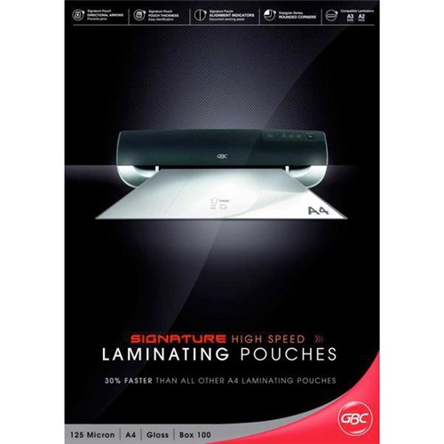 GBC A4 High Speed Laminating Pouches 125 Micron, Pack of 100