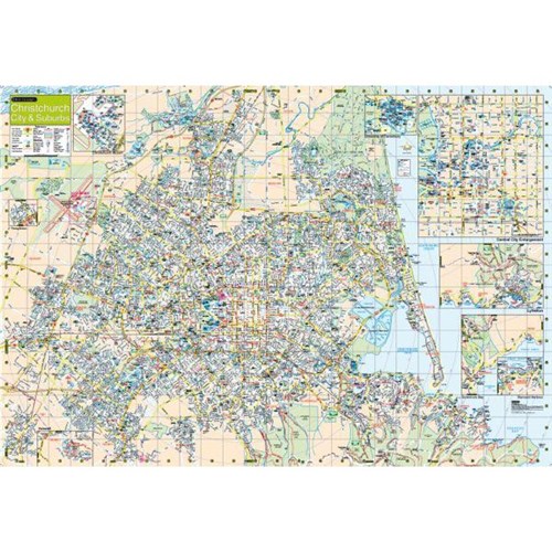 Kiwi Maps Christchurch Wall Map Laminated 1000x690mm