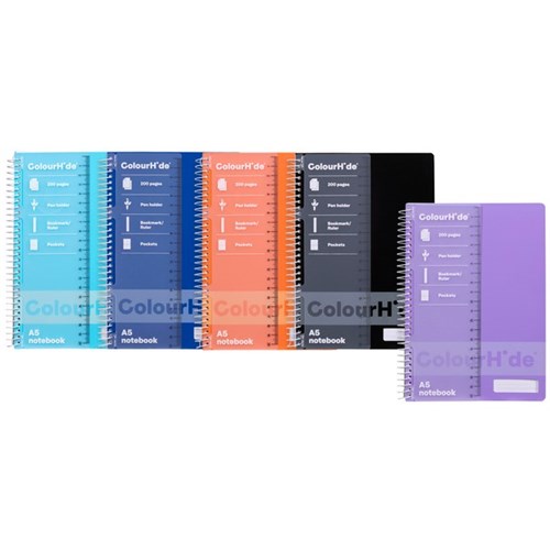 Colourhide A5 Spiral Notebook Assorted Colours 200 Pages