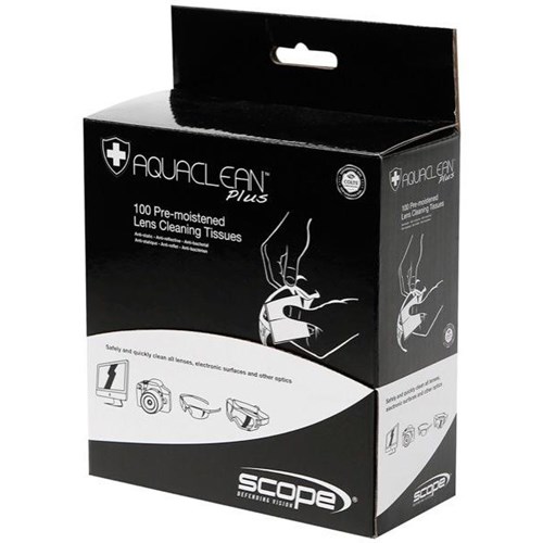 Scope Aquaclean Plus Glasses Lens Cleaning Tissues, Pack of 100