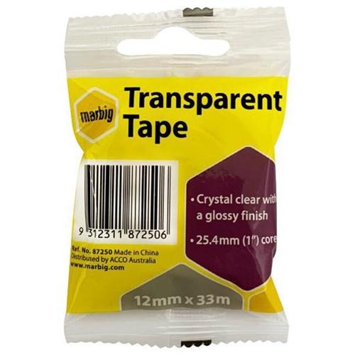Marbig Transparent Office Tape 12mm x 33m Clear