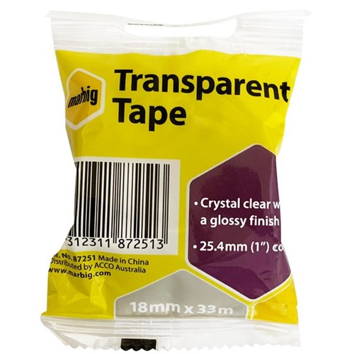 Marbig Transparent Office Tape 18mm x 33m Clear