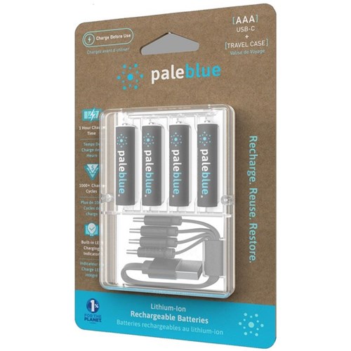 Pale Blue AA USB-C Rechargeable Batteries, Pack of 4