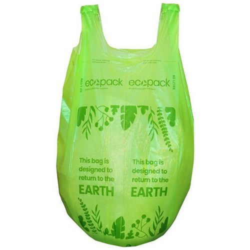 Ecopack Home Compostable Bin Liners 60L, Roll of 5