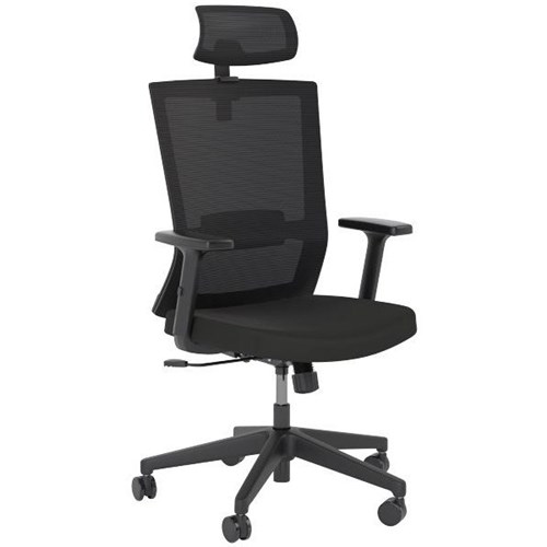 Tone Synchro Task Chair With Arms & Headrest Mesh Back Black/Nylon Base