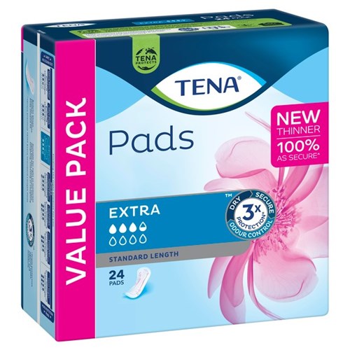 TENA Extra Continence Pads Women's Standard Length, Pack of 24