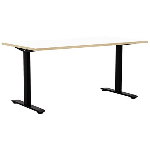 Klever Single User Desk Scallop Top 1500mm Snowdrift/Atlantic Oak/Black