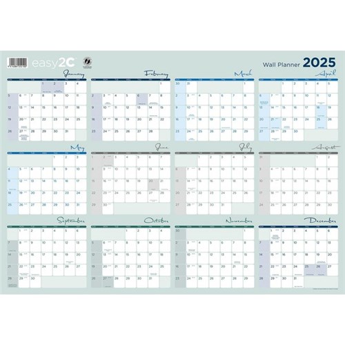 Easy2C A2 Wall Planner Double Sided Laminated 2025