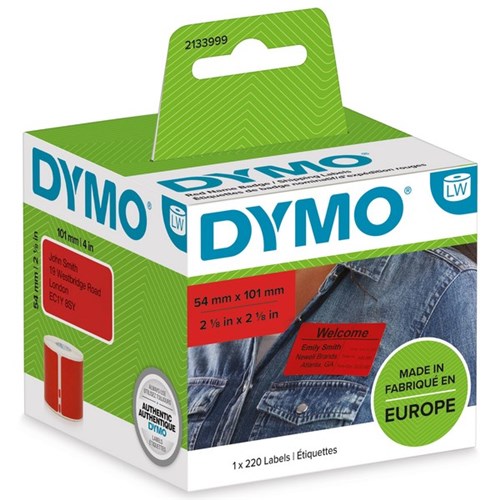Dymo LabelWriter Shipping Labels 54x101mm Red, Box of 220