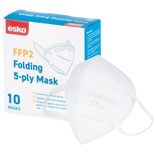 Esko FFP2 Flat Fold P2 Respirator Masks, Box of 10
