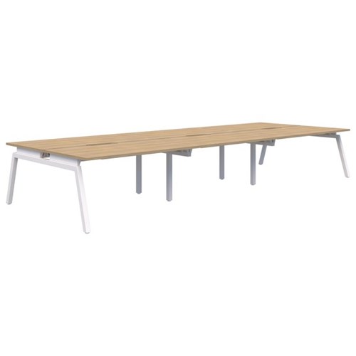 Accent Balance Angle 6 Pod Desk 1800x800mm Classic Oak/White