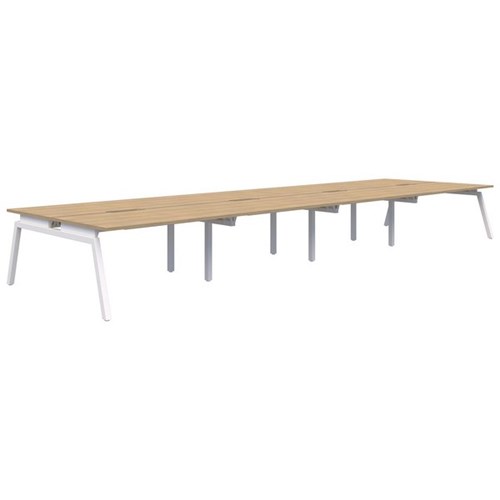 Accent Balance Angle 8 Pod Desk 1800x800mm Classic Oak/White