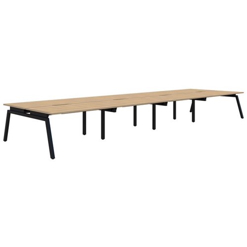 Accent Balance Angle 8 Pod Desk 1800x800mm Classic Oak/Black