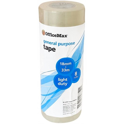 OfficeMax General Purpose Office Tape 18mm x 33m, Pack of 8