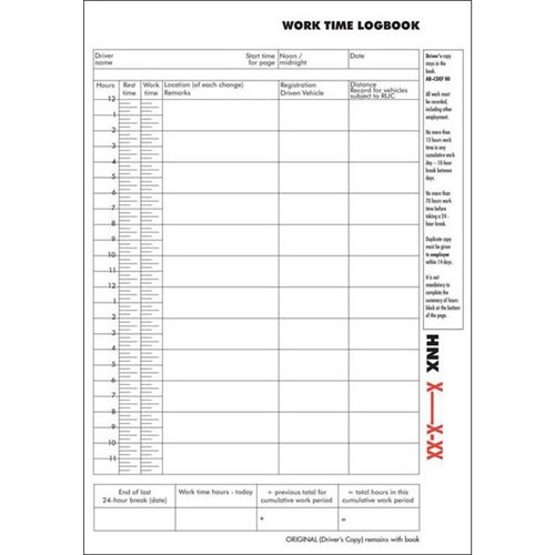 Collins A5 Work Time Log Book Triplicate Set of 50