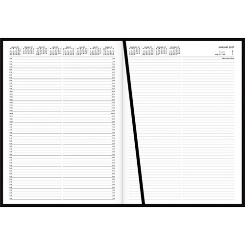Collins A41 1/4 Hour Interleaved Appointment Diary A41 2 Pages Per Day 2027 Black