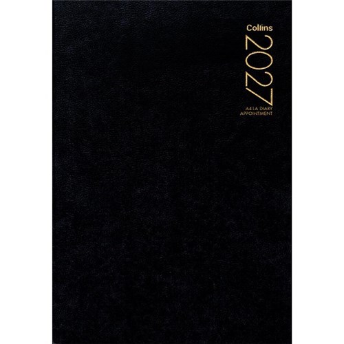 Collins A41A 1/4 Hour Appointment Diary A4 1 Day Per Page 2027 Black