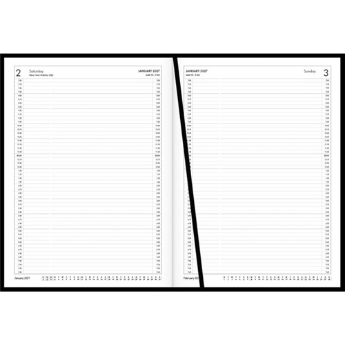 Collins A41A 1/4 Hour Appointment Diary A4 1 Day Per Page 2027 Black