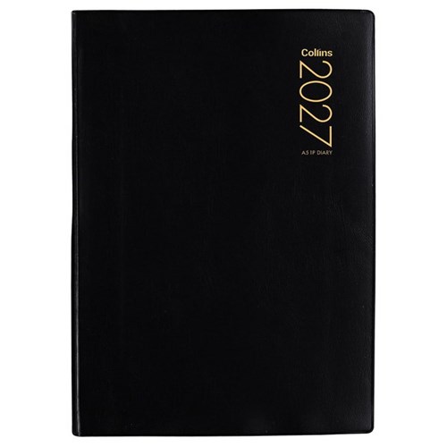 Collins A51P PVC Cover Diary A5 1 Day Per Page 2027 Black