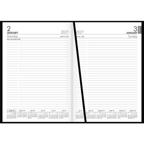 Collins A51P PVC Cover Diary A5 1 Day Per Page 2027 Black