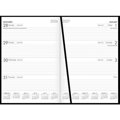 Collins A43 Diary A4 Week To View 2027 Black