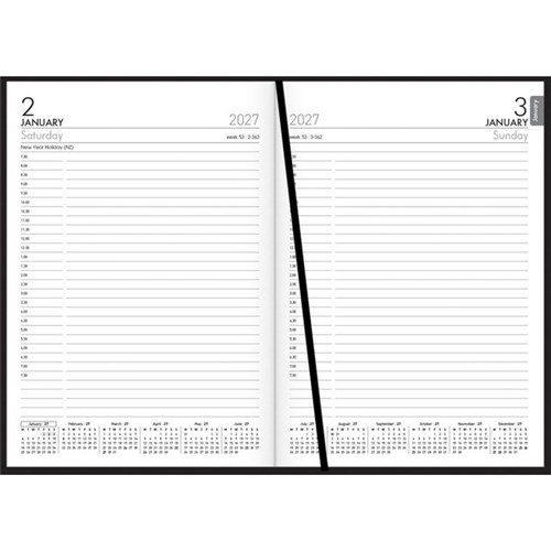 Collins A51 1/2 Hour Appointment Diary A5 1 Day Per Page 2027 Black