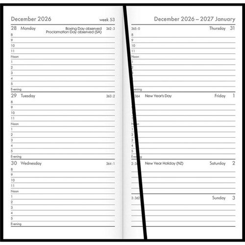 Collins CW3 1 Hour Appointment Diary Week To View 2027 Black
