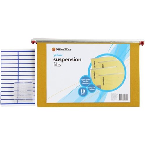 OfficeMax Suspension Files Foolscap Yellow, Pack of 10