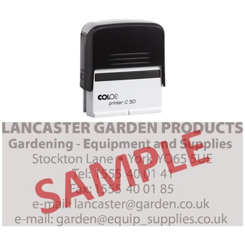 Colop L50 Custom Made Stamps 69x30mm Complete With Rubber Die