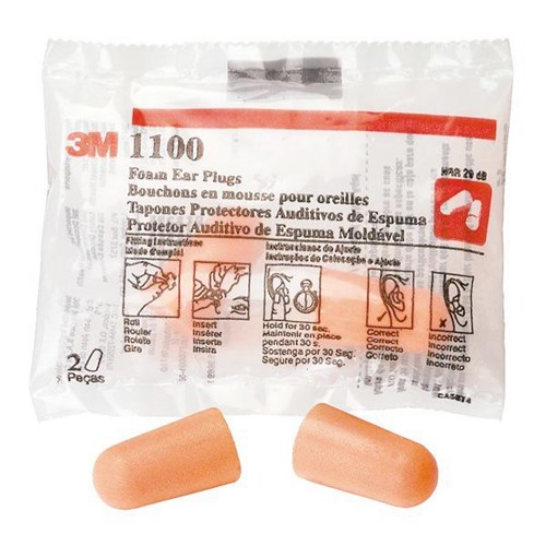3M™ 1100 Foam Earplugs Class 3 Uncorded, Pack of 200 Pairs