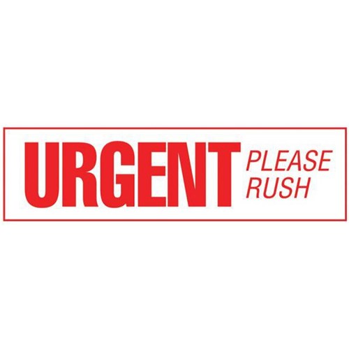 Shipping Label Urgent Please Rush 30x127mm Red on White, Box of 250