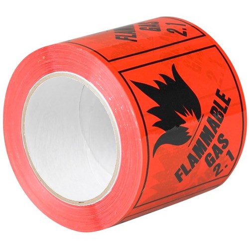 RIPA Shipping Label Flammable Gas 2.1 96x100mm Black on Red, Roll of 500