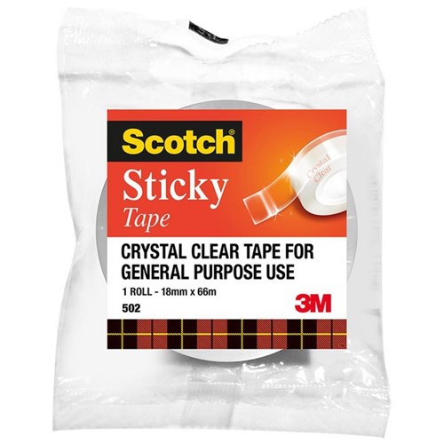 3M™ Scotch® 502 Sticky Tape 18mm x 66m Clear