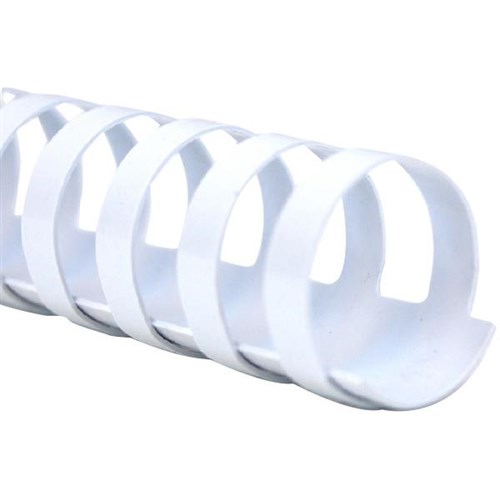22mm Plastic Binding Coils 20 Ring White, Pack of 50