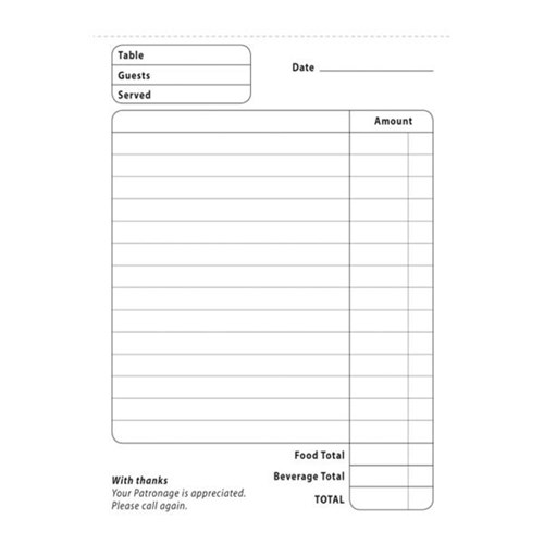 Collins Food & Beverage Docket Book 148x100mm NCR Triplicate Set of 50